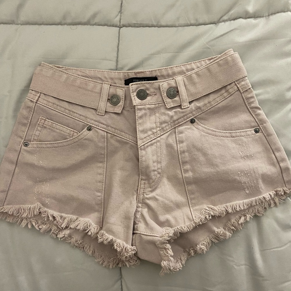 Pale Pink Forever 21 Tight Jean Shorts